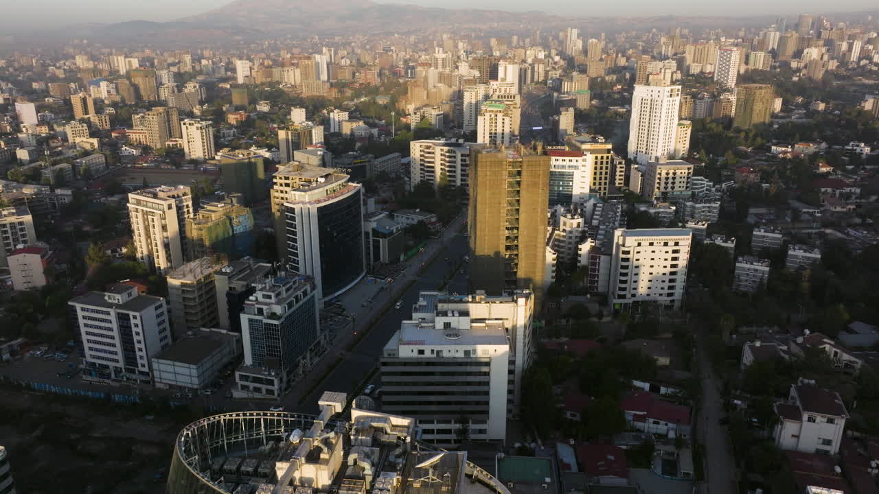 Bole neighborhood cityscape in Addis Ababa, Ethiopia - aerial