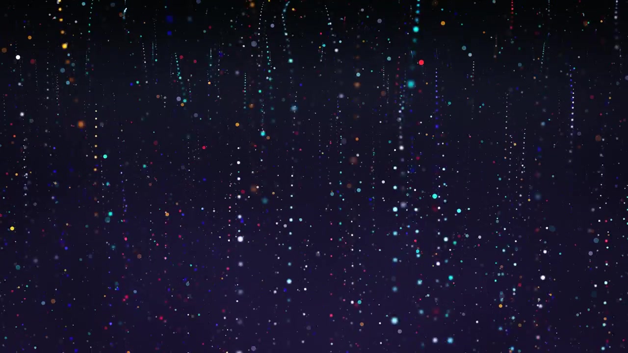 Levendige abstracte achtergrond van gloeiende veelkleurige deeltjes die opstijgen, opgaand lichtgevend stof en vonken, magische en feestelijke sfeer, perfect voor feestelijke ontwerpen.