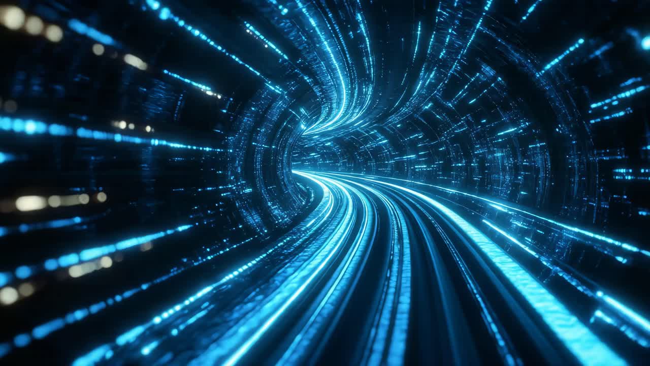 Glowing Blue Futuristic Tunnel