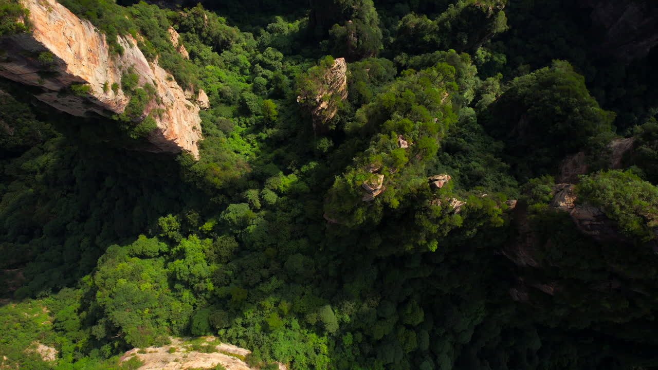 fotografía aérea de arriba hacia abajo de las montañas zhangjiajie formación rocosa, paisaje avatar