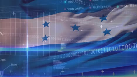 animación del procesamiento de datos sobre la bandera de honduras