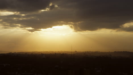 sunset of the skyline of nairobi, kenya