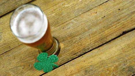 Bird-eye-biew-pint-of-beer-and-shamrock-for-st-patricks