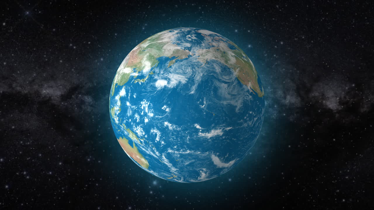 Cinematic video background showcases Realistic Globe rotating, zooming in on North Pacific Ocean | realistic Earth rotating and zooming in on North Pacific Ocean video background in 4K