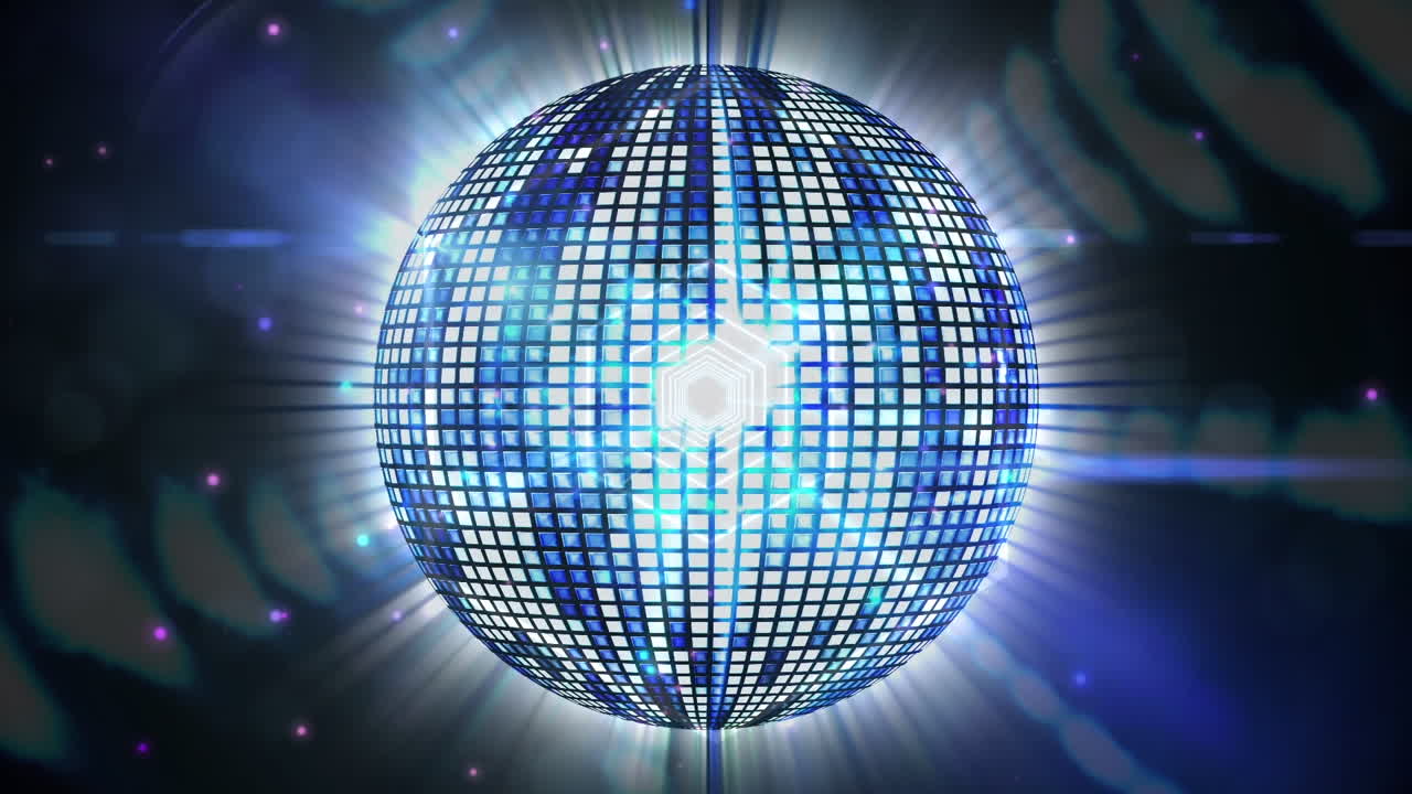 Animazione di palla da discoteca su sfondo nero