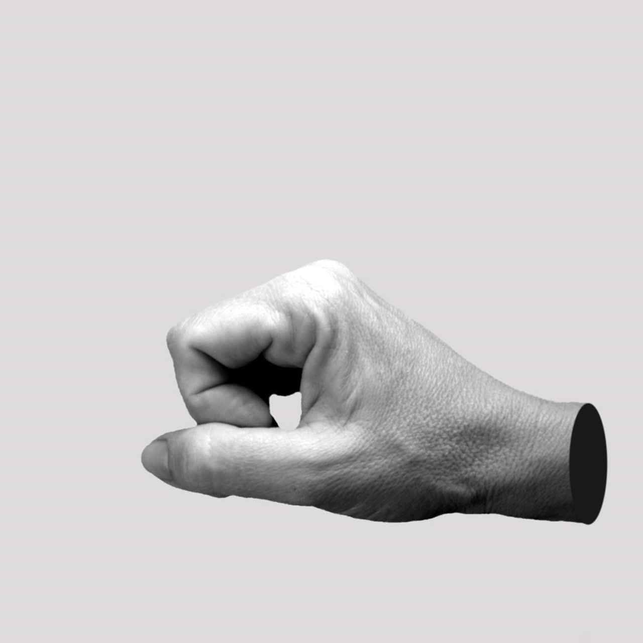 Isolated Grayscale Hand Making a Measuring Gesture