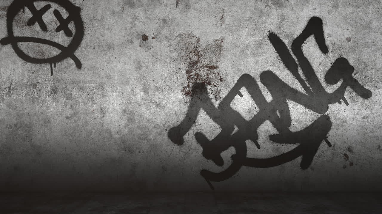 animación genérica de la pared del grunge del edificio en la calle en el día de verano 1