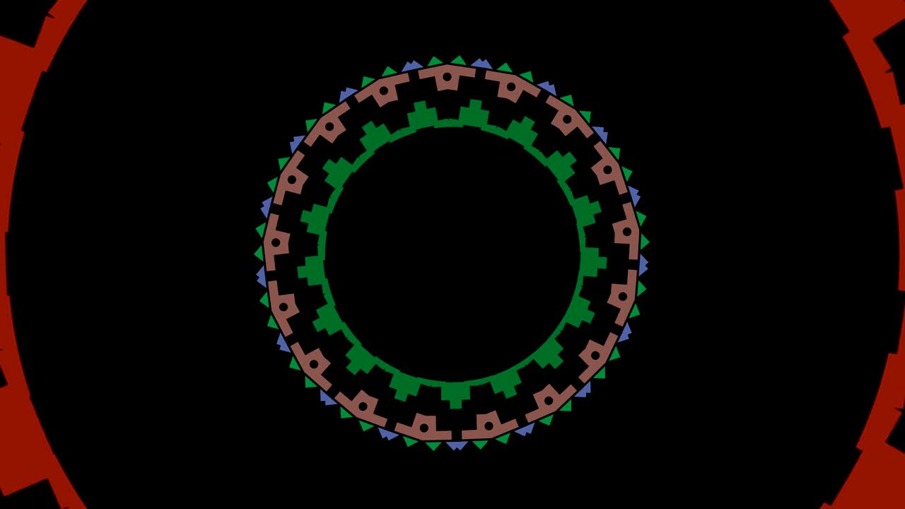 diseño gráfico que gira en el centro y aumenta el tamaño, para cubrir todo el fondo y desaparecer.