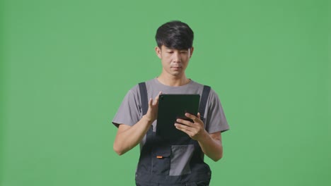 man using tablet