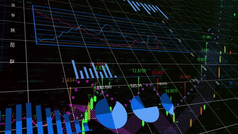 Animación-De-Datos-Financieros-Y-Gráficos-Circulares-Sobre-Gráficos-Y-Números-Del-Mercado-De-Valores