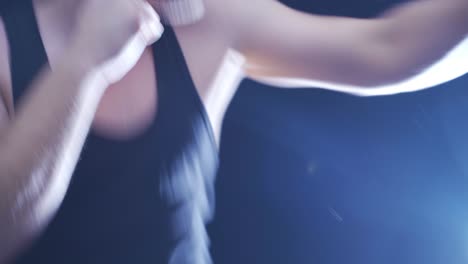 male boxer is training. kickboxing man.
