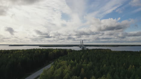 Aerial-view-of-Replot-bridge-in-a-magnificent-scandinavian-panorama