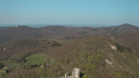drone - aerial shot of the drachenfels with castle drachenburg siebengebirge near bonn - königswinter