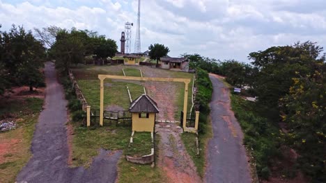 jib down of the entrance of the bowers tower touristic attraction in ibadan, nigeria