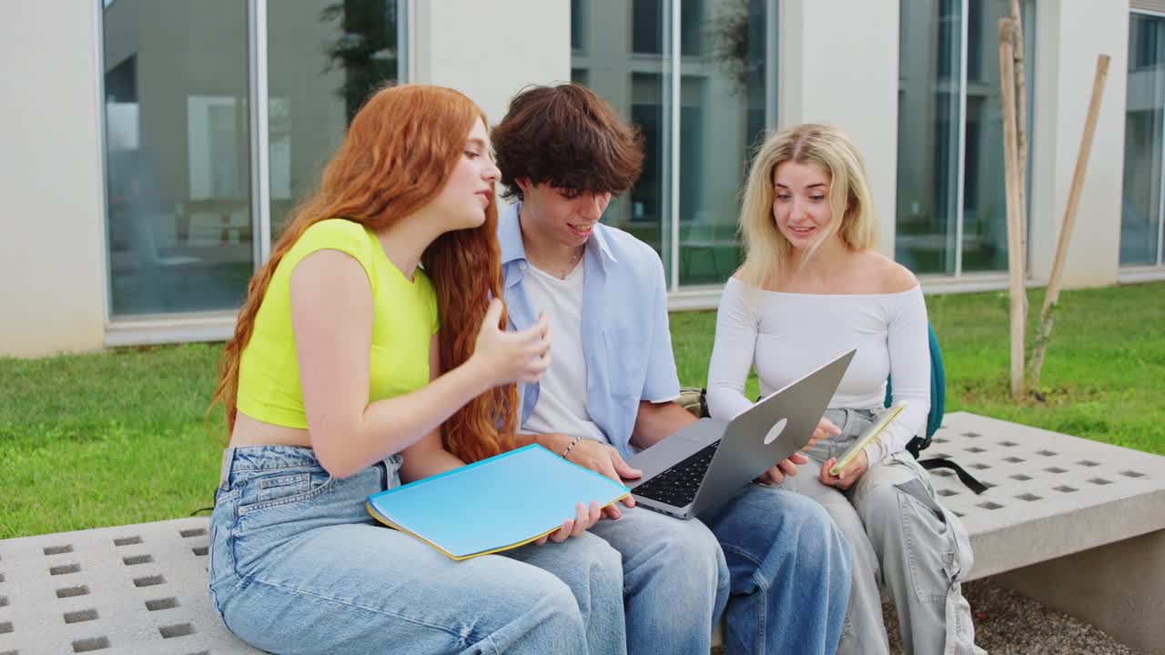 Students studying together on campus