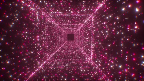túnel de partículas rosadas brillantes