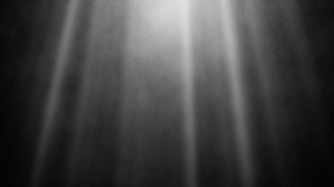 Smoke and Light Rays against Black Background in Monochrome – Cinematic Fog with Glowing Sunrays – Mystical Light and Shadows in Black and White