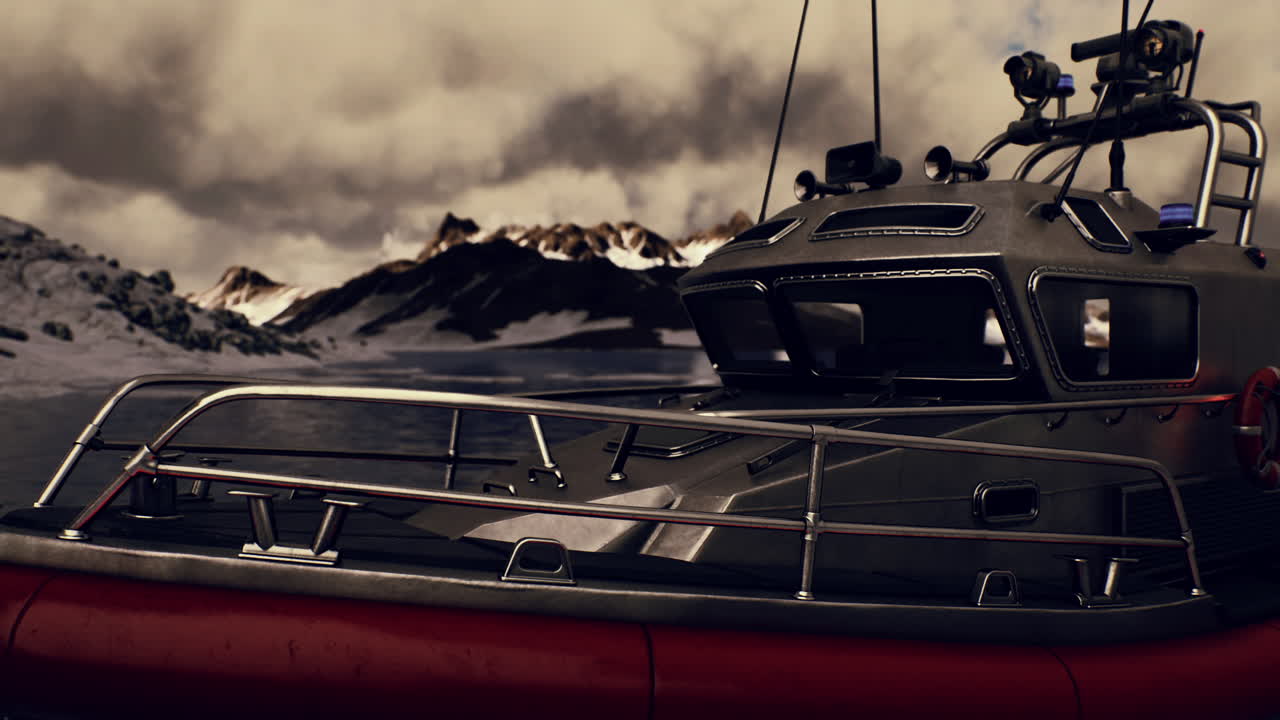 barco de rescate en el frío mar del norte