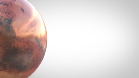 el planeta rojo de marte representado como una canica brillante, sin problemas en bucle durante una rotación completa, izquierda