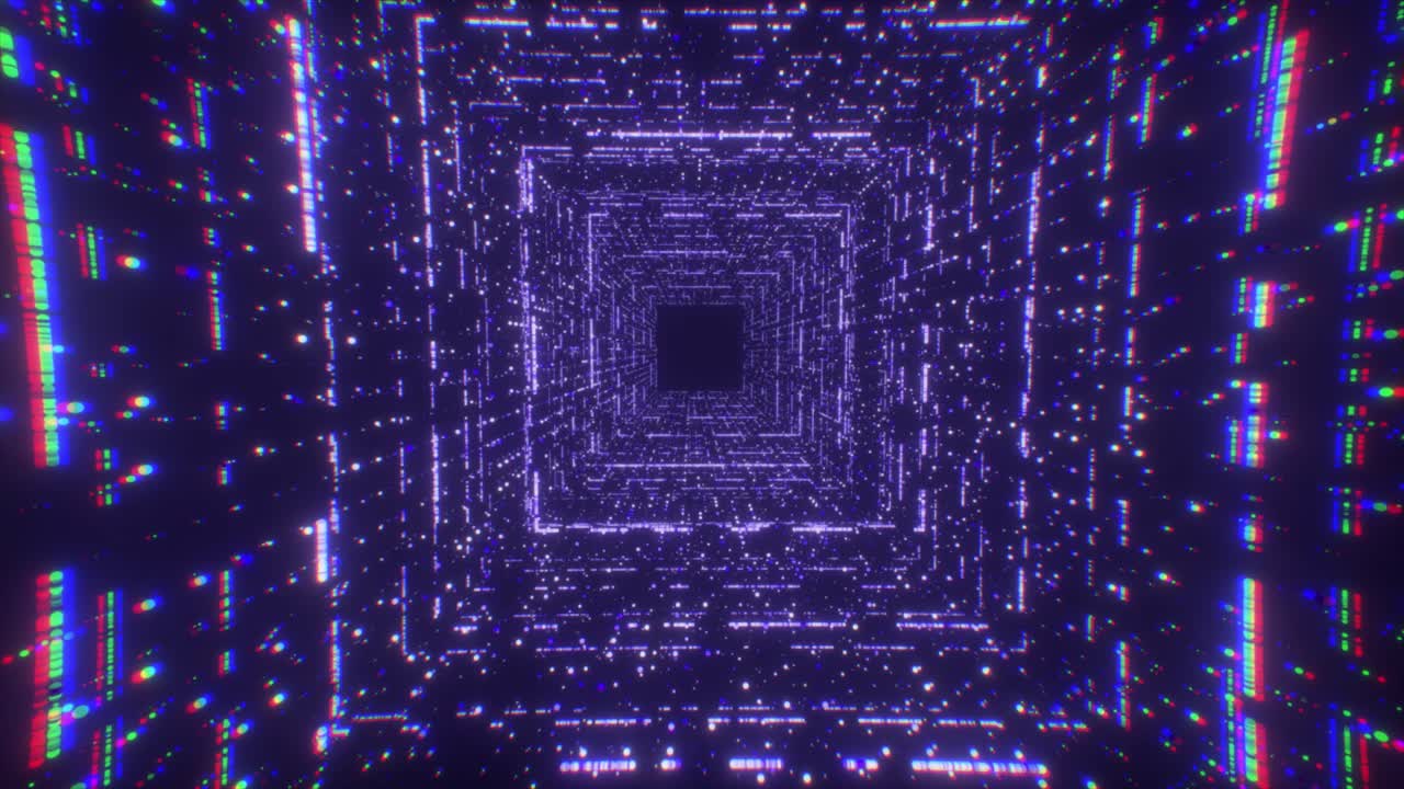 Digital Tunnel with Glowing Particles