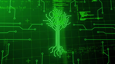 animation of integrated circuit over data processing on digital screen