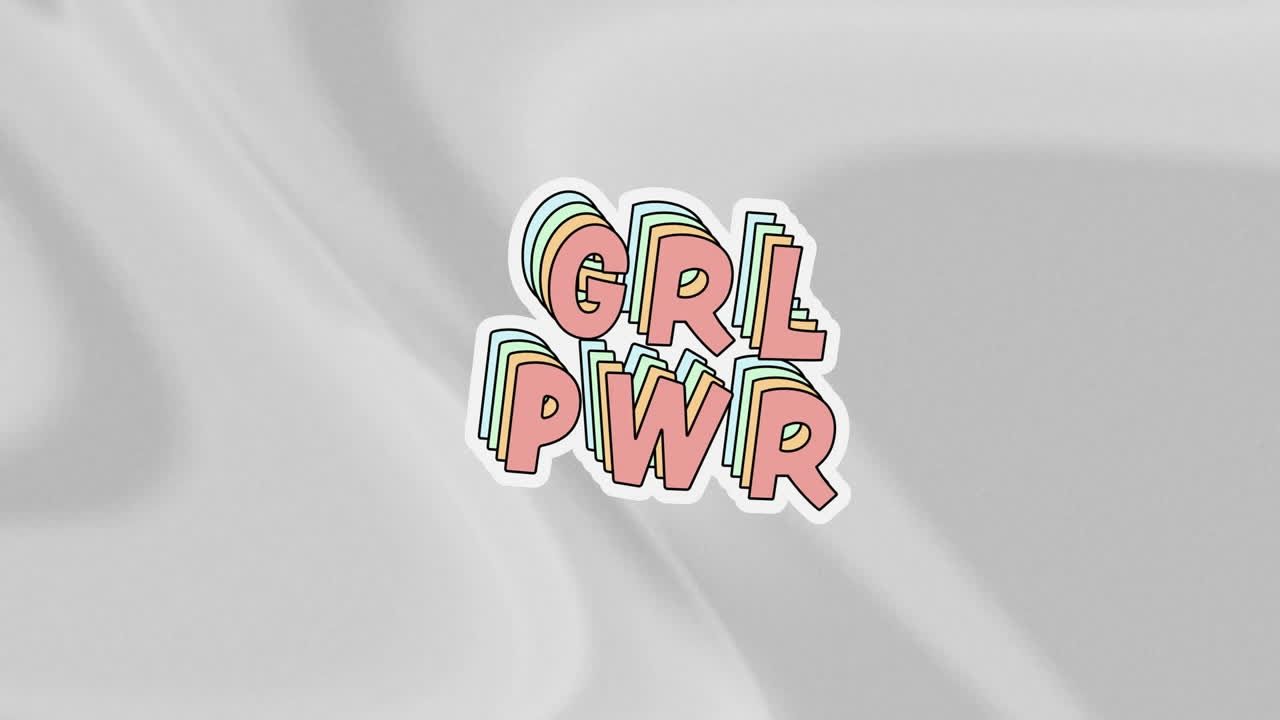 Animation of girl power text over liquid white background
