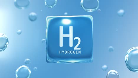 "h2 hydrogen" titled water bubble cube infographics background loop with water molecules