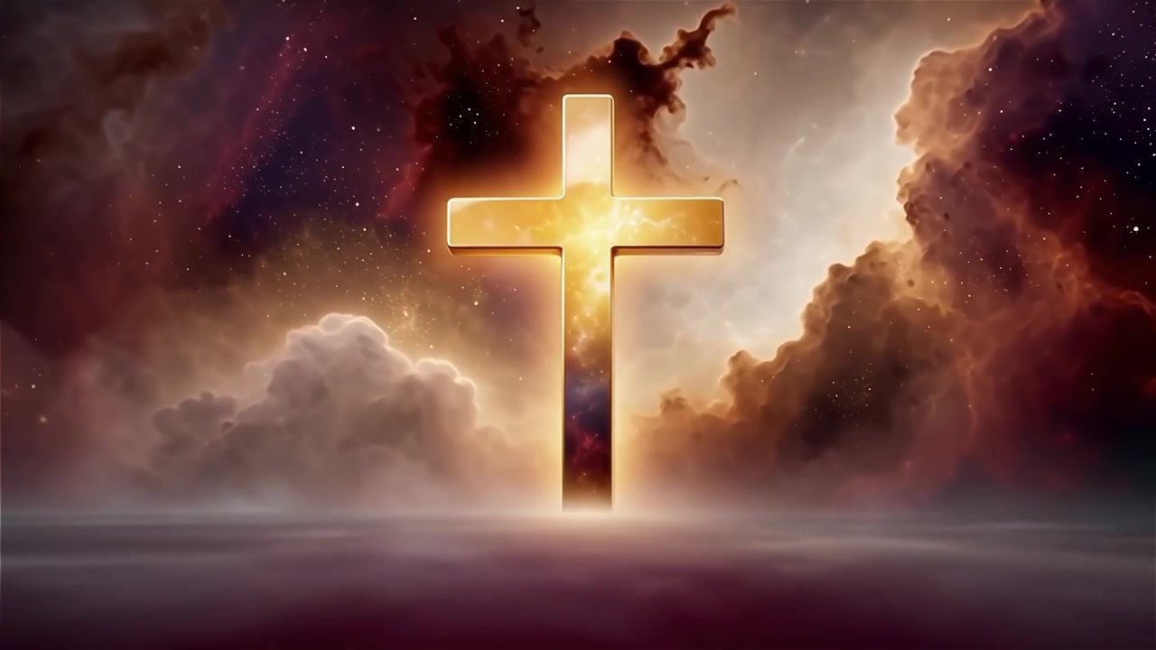 Christian Cross Heavenly Light Worship Background