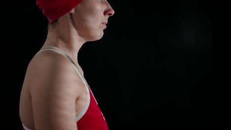 woman getting ready to swim