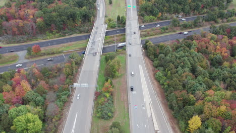 drone footage over donald lynch boulevard and route 495 in marlboro, massachusetts