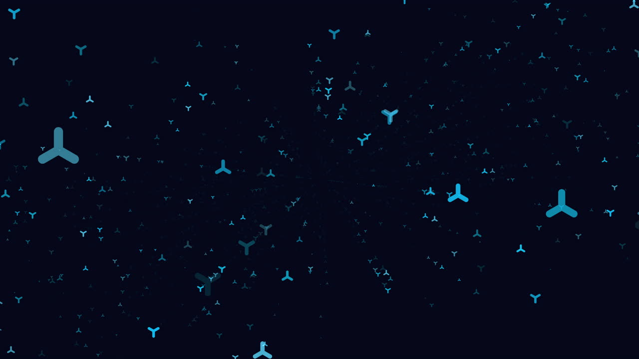 hipnotizante patrón simétrico de puntos azules flotantes sobre un fondo negro