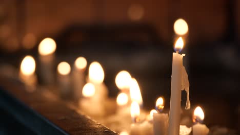 lit candles in a church