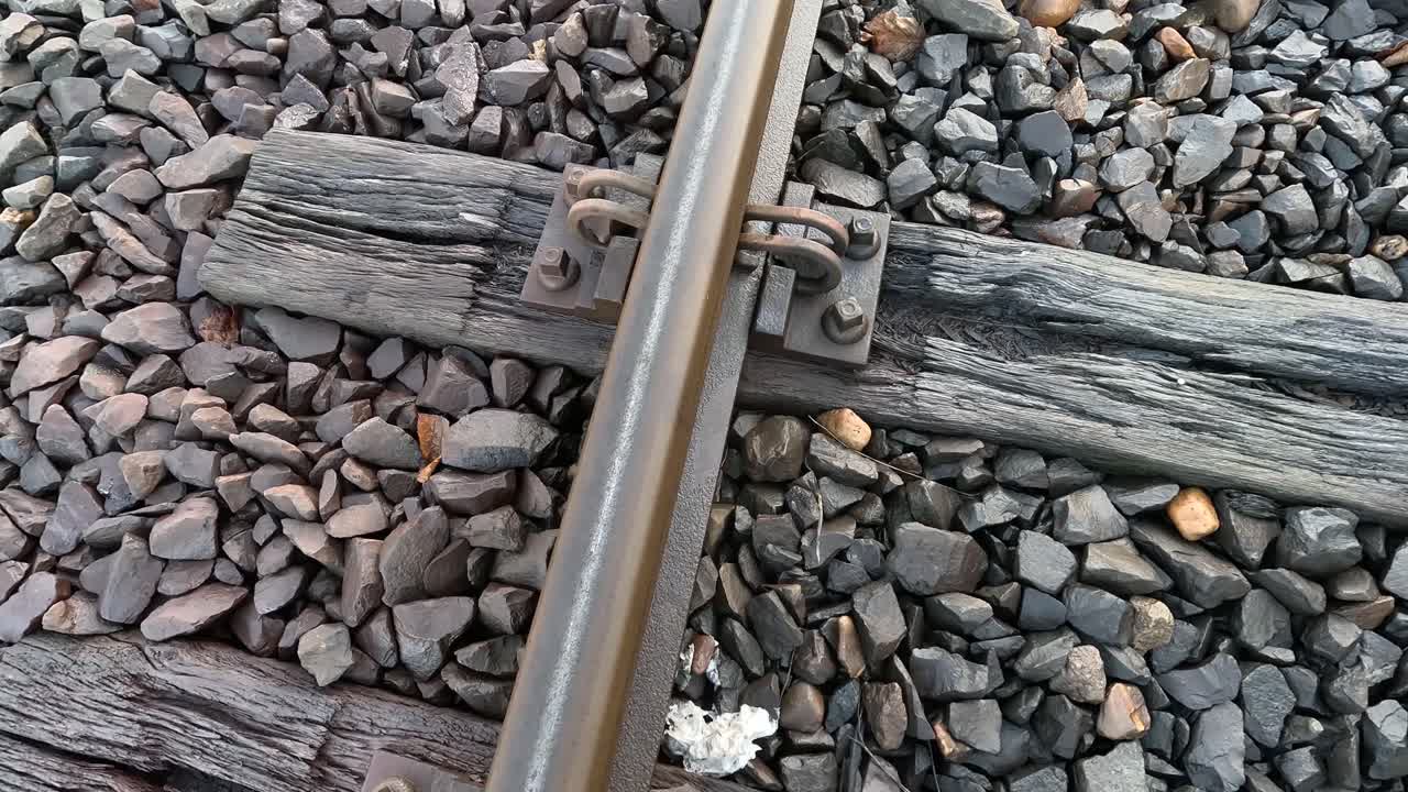 Static shot of a train track that was used by steam engine locomotives in the industrial revolution.