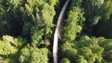 Aerial-of-the-Snoqualmie-Valley-Trail-trestle-bridge,-Washington-State