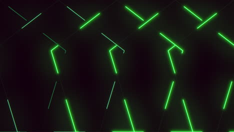 Linienmuster-Mit-Bewegungsgrünem-Neonlicht-In-Reihen-Auf-Schwarzem-Farbverlauf