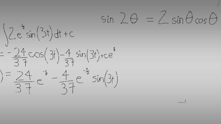 Animation of mathematical data processing on grey background