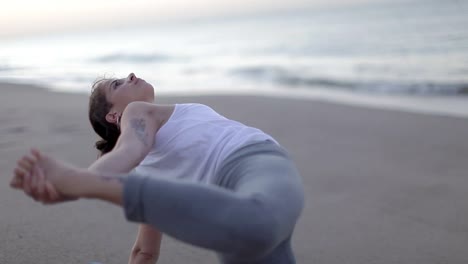 lady doing yoga stretches 23