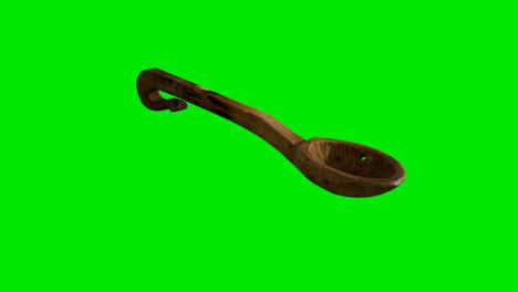 Wooden-Spoon-on-green-chromakey-background