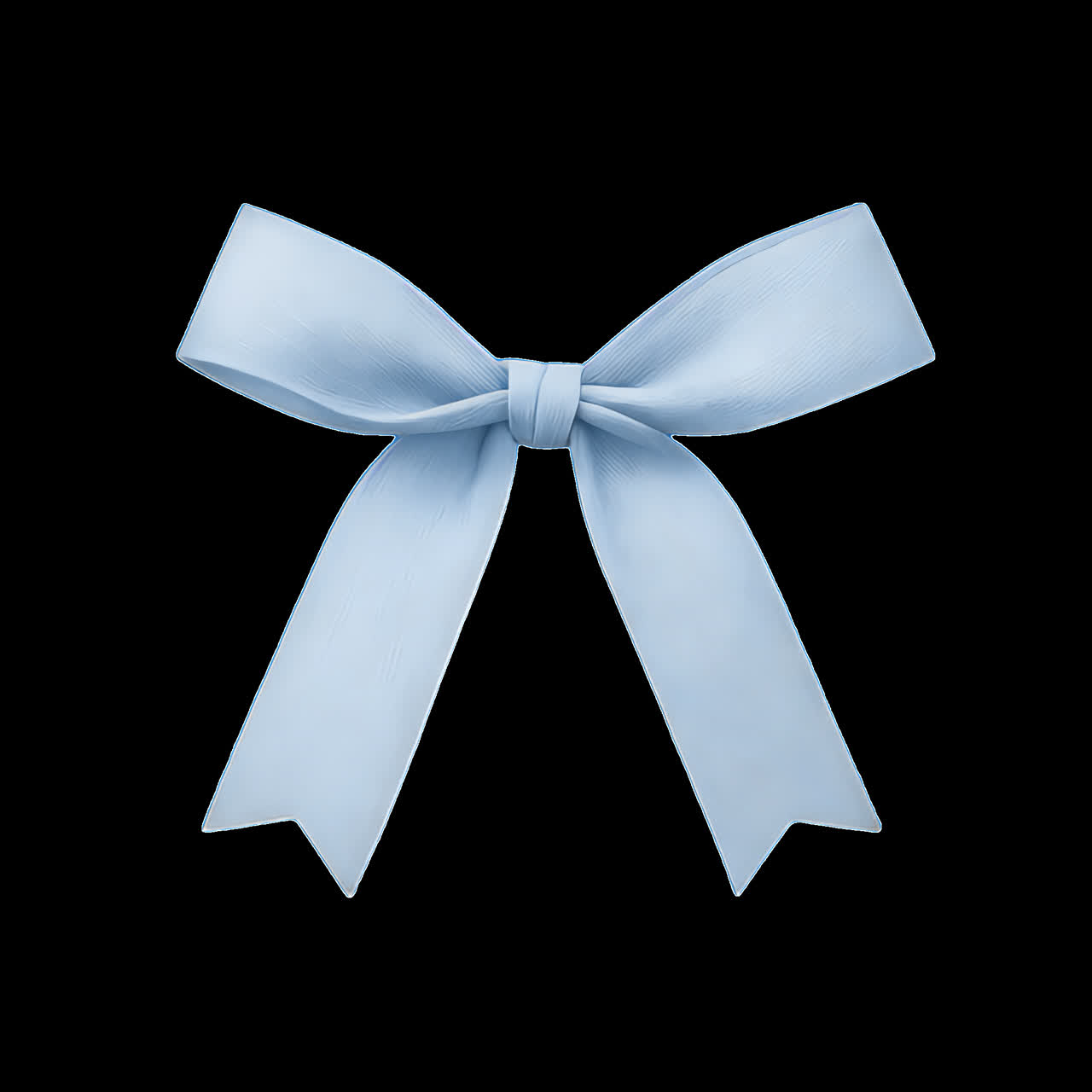 Elegant blue ribbon bow decoration animation isolated asset, transparent 4K video, alpha channel