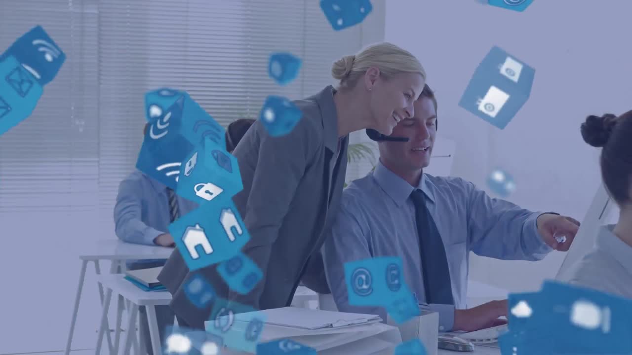 Networking icons falling