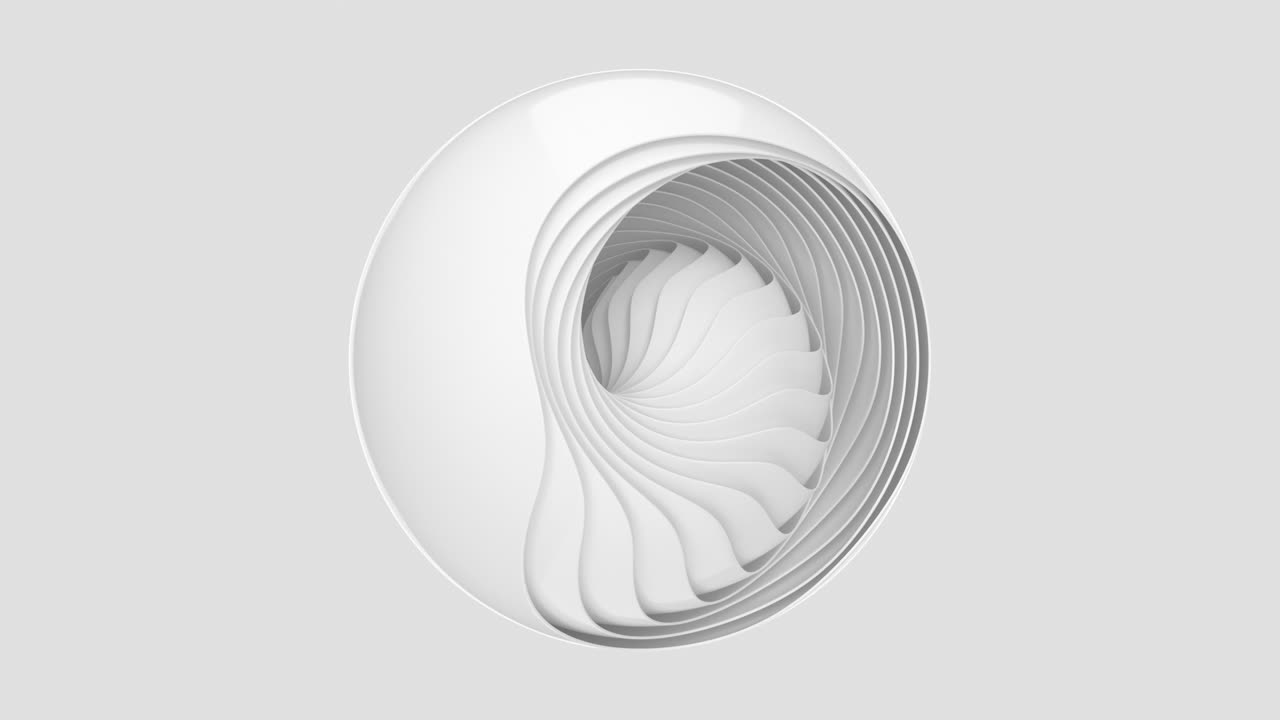 White curves with abstract geometry, 3d rendering.