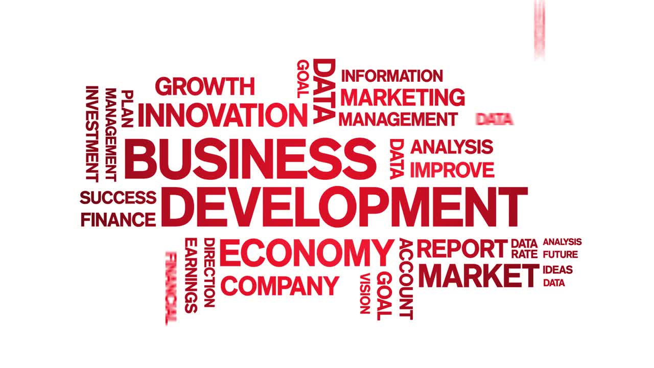 4k Business Development Animated Tag Word Cloud,Text Animation seamless loop.