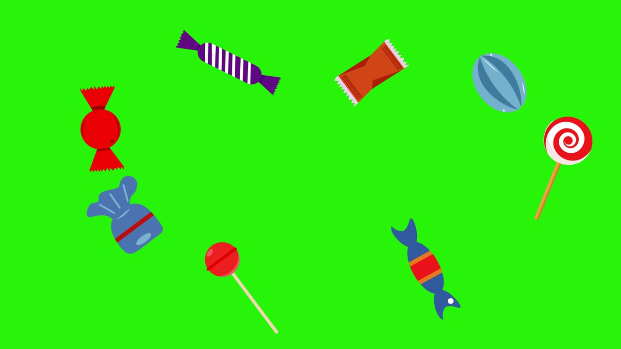 캔디 그룹 애니메이션, 그린 스크린 크로마 키, 평평한 디자인