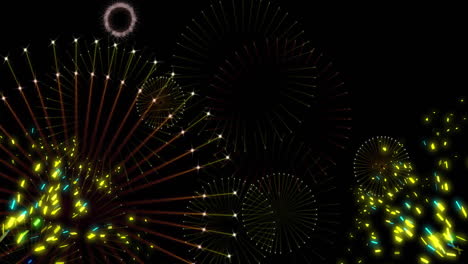 Animation of fireworks on black background