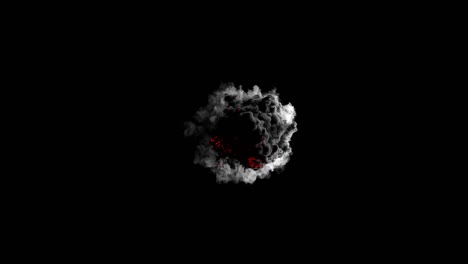 Realistic 3D animation of bomb explosion with fire, smoke and mushroom cloud