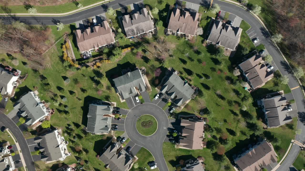4K Aerial Drone footage of condominiums and Cul de sac residential housing in Middletown New York