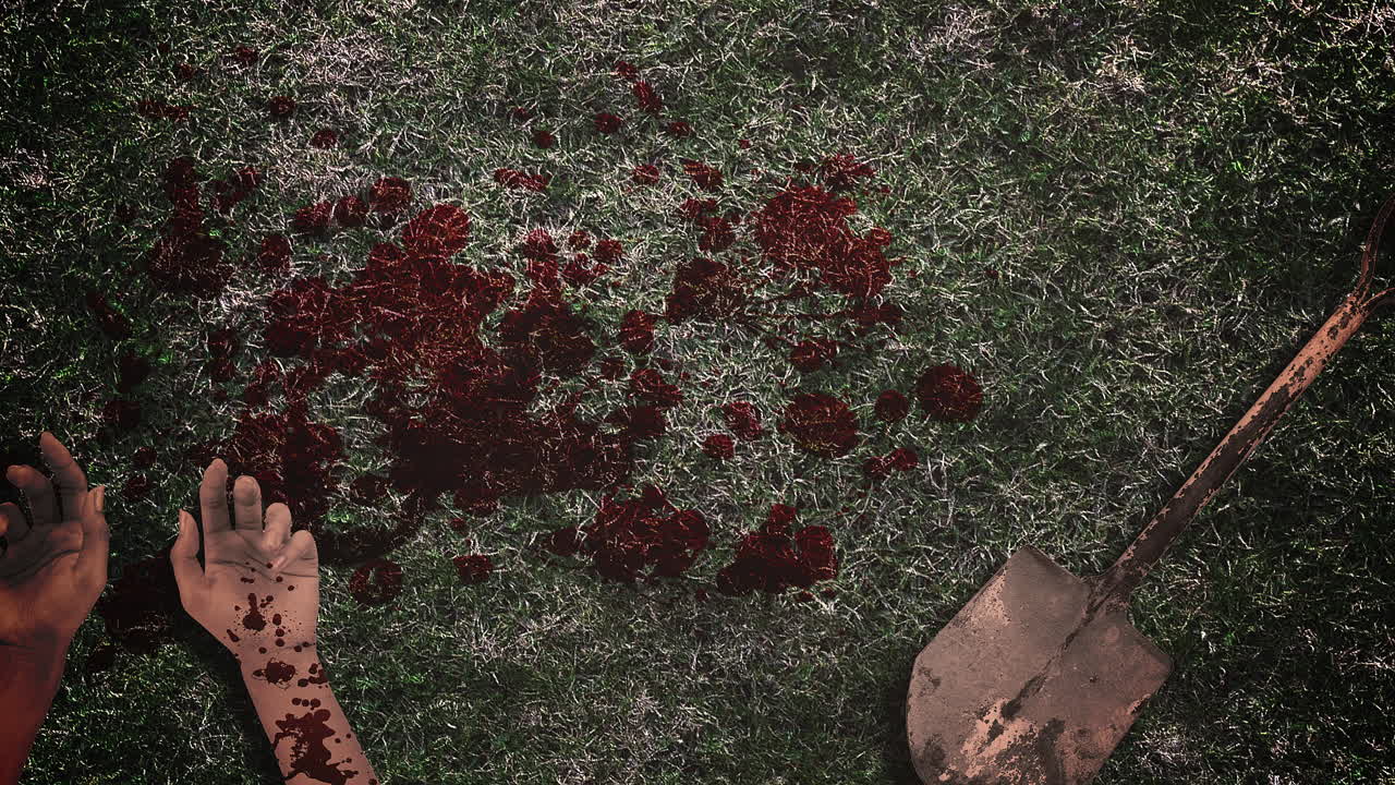 texto animado coronavirus y fondo de terror con sangre oscura 2