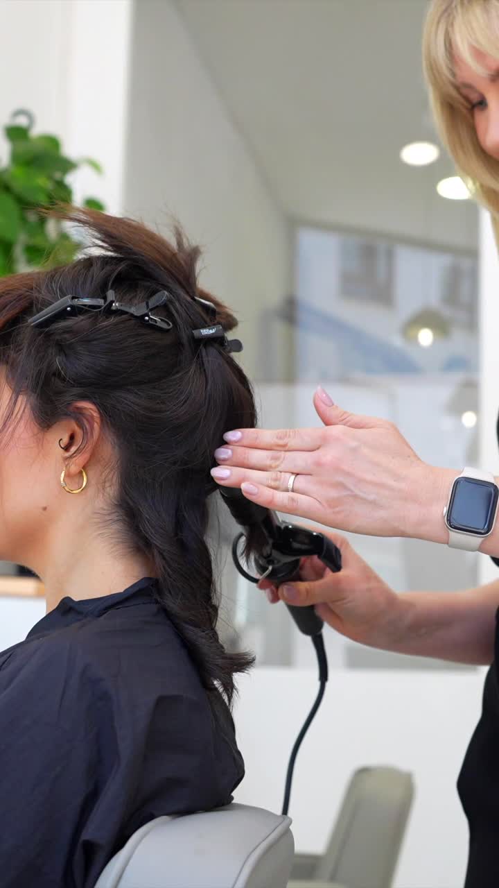 Hair styling at a salon