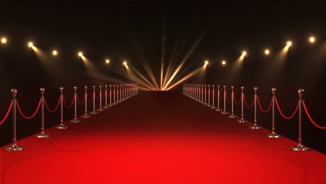 Long-red-carpet-with-spotlights-against-red-background