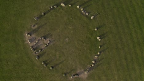 castlerigg stone circle top-down aerial elevation shot at magic hour